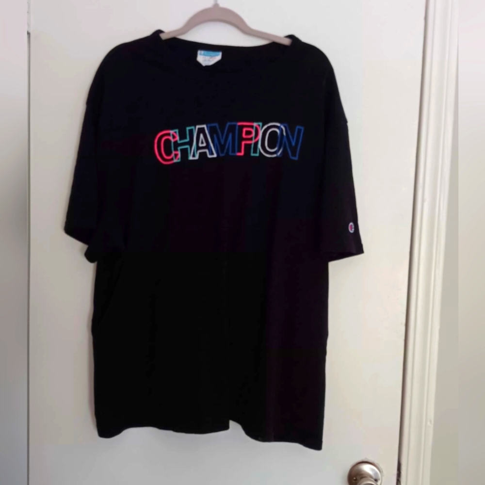 Champion Multicolor Logo Black Tee